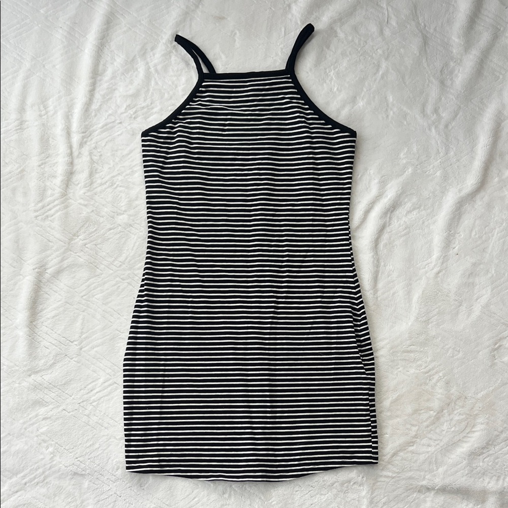 Express Black & White Striped Bodycon Tank Dress | Size L